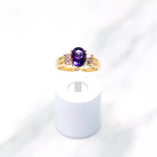 Load image into Gallery viewer, Amethyst and Diamond Ring in 14kt Yellow Gold
