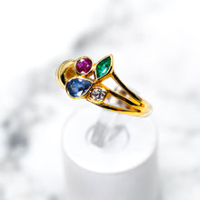 Load image into Gallery viewer, Colored Gemstone Floral Design Ring
