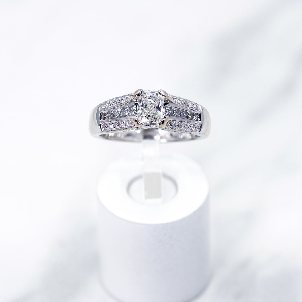 Rectangular Modified Brilliant-cut Diamond Engagement Ring