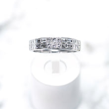 Load image into Gallery viewer, Princess-cut and Baguette-cut Invisible set Diamond Anniversary Band
