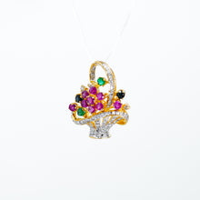 Carica l&#39;immagine nel visualizzatore di Gallery, Basket of Flowers Basket Pendant with Rubies, Diamonds, Emeralds, and Sapphires
