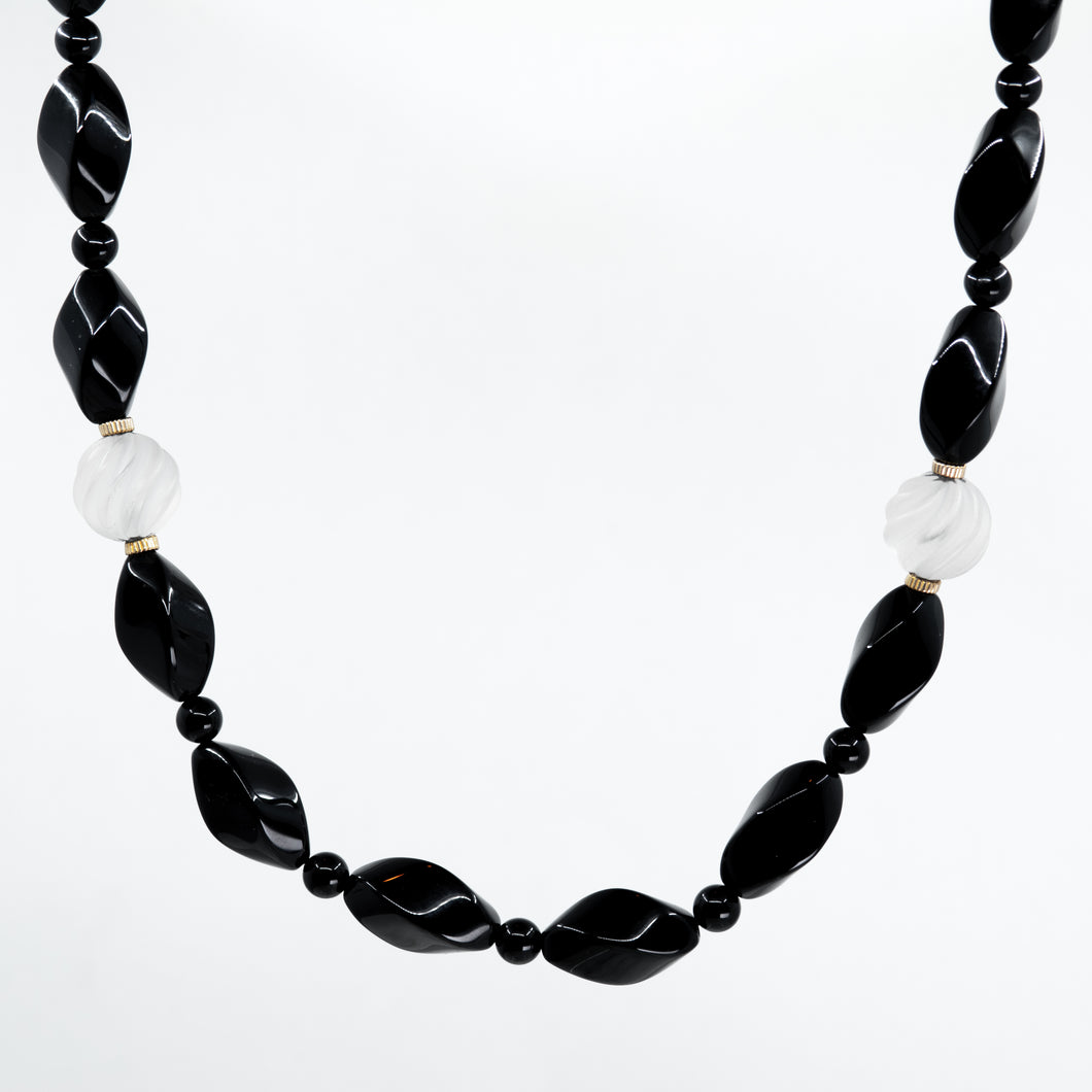 Onyx and Quartz Bead Necklace