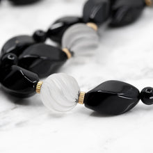 Load image into Gallery viewer, Onyx and Quartz Bead Necklace
