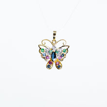 Carica l&#39;immagine nel visualizzatore di Gallery, Multicolor Precious Gemstone Butterfly Pendant
