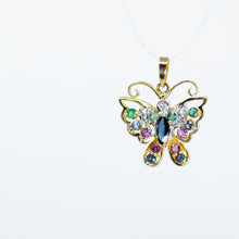 将图片加载到图库查看器，Multicolor Precious Gemstone Butterfly Pendant
