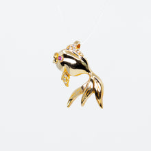Load image into Gallery viewer, Goldfish Charm with Diamonds and Ruby Detail
